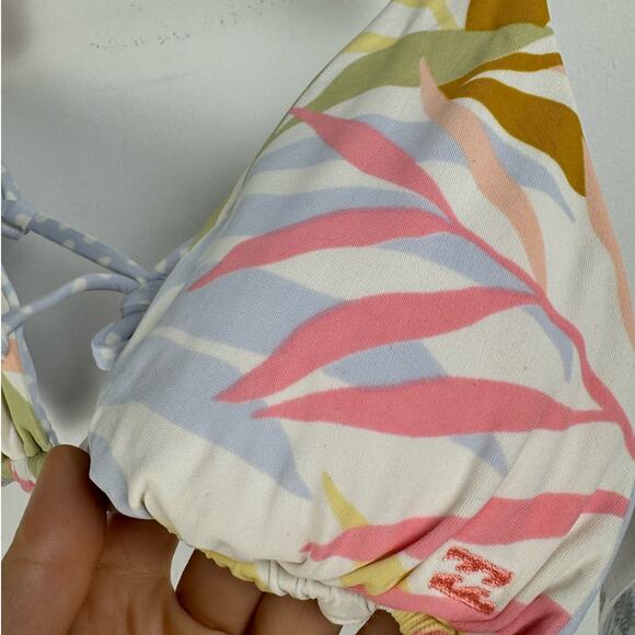 NWT Billabong Women's Tropic Jungle Colorful Palm Print Reversible Bikini Top L - Picture 4 of 11
